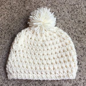 Off White Handmade Crocheted Hat